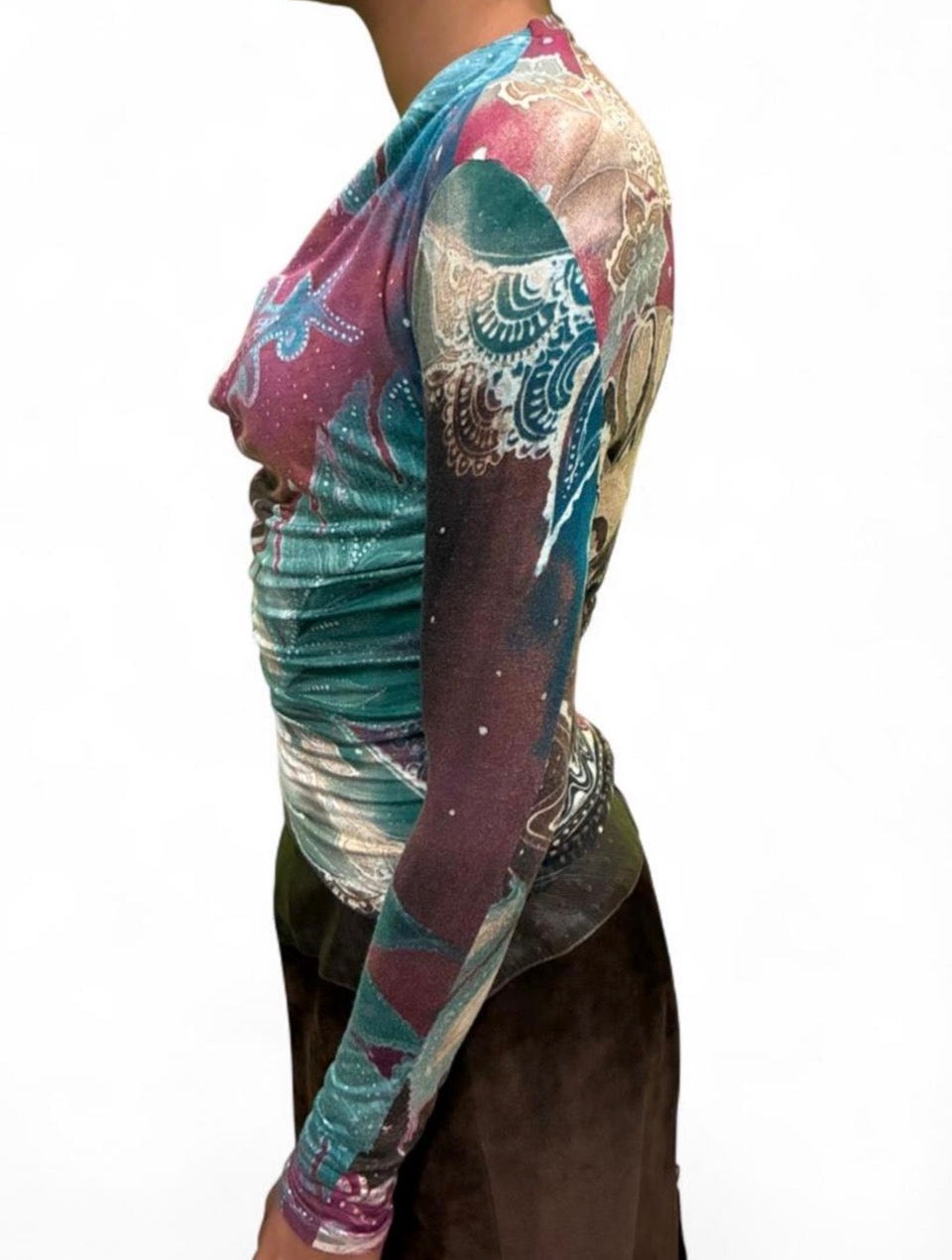 Cavalli Class multicoloured draped cowl-neck top
