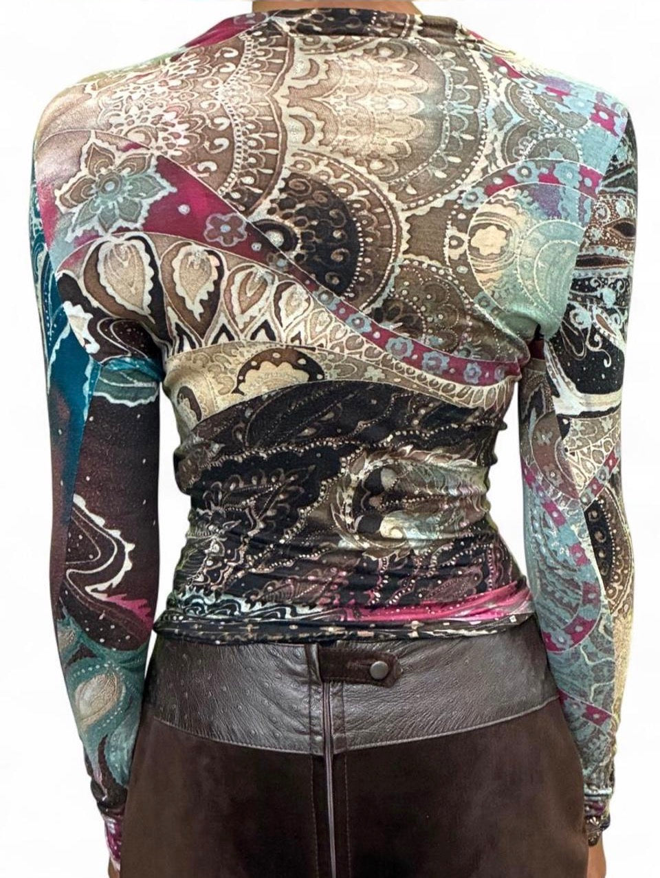Cavalli Class multicoloured draped cowl-neck top